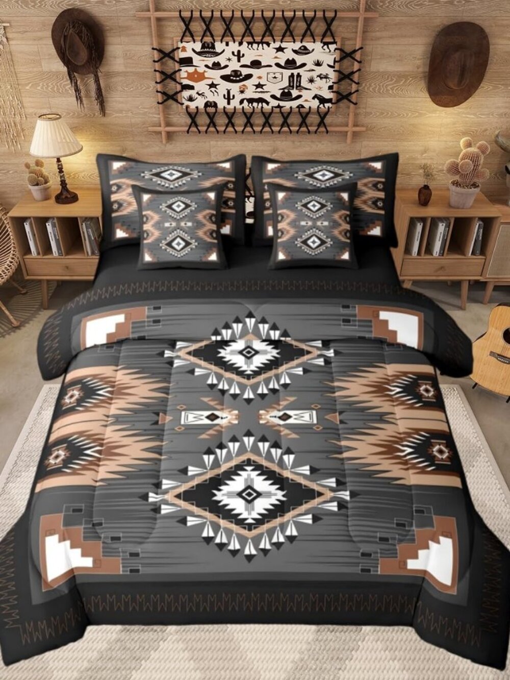 Western Aztec Queen Bedding Set 7 Piece For Boys Rustic Southwestern Bed In A
